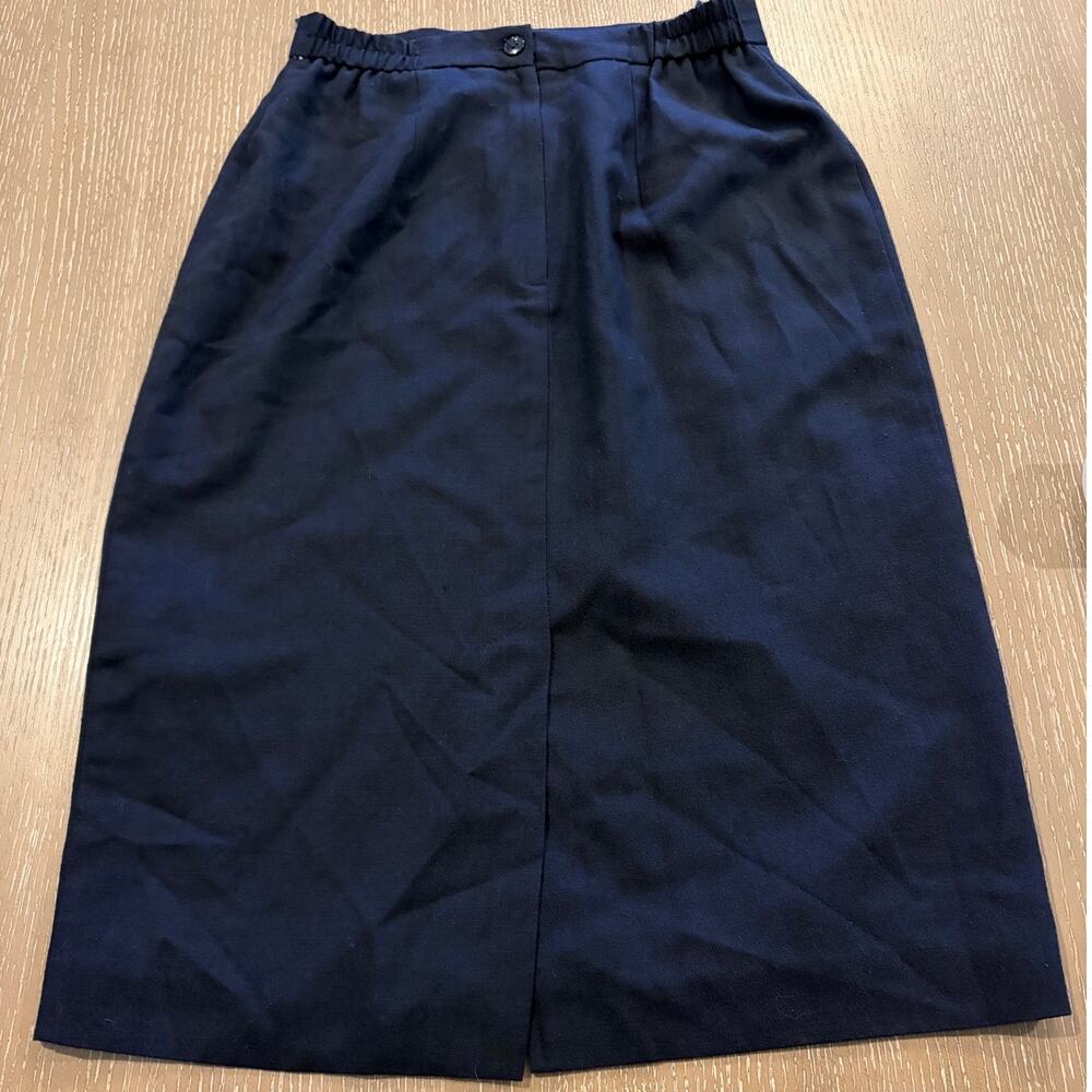 Worthington Skirt 8 Black Knee Length Pencil Lined Slit Elastic Waist Office